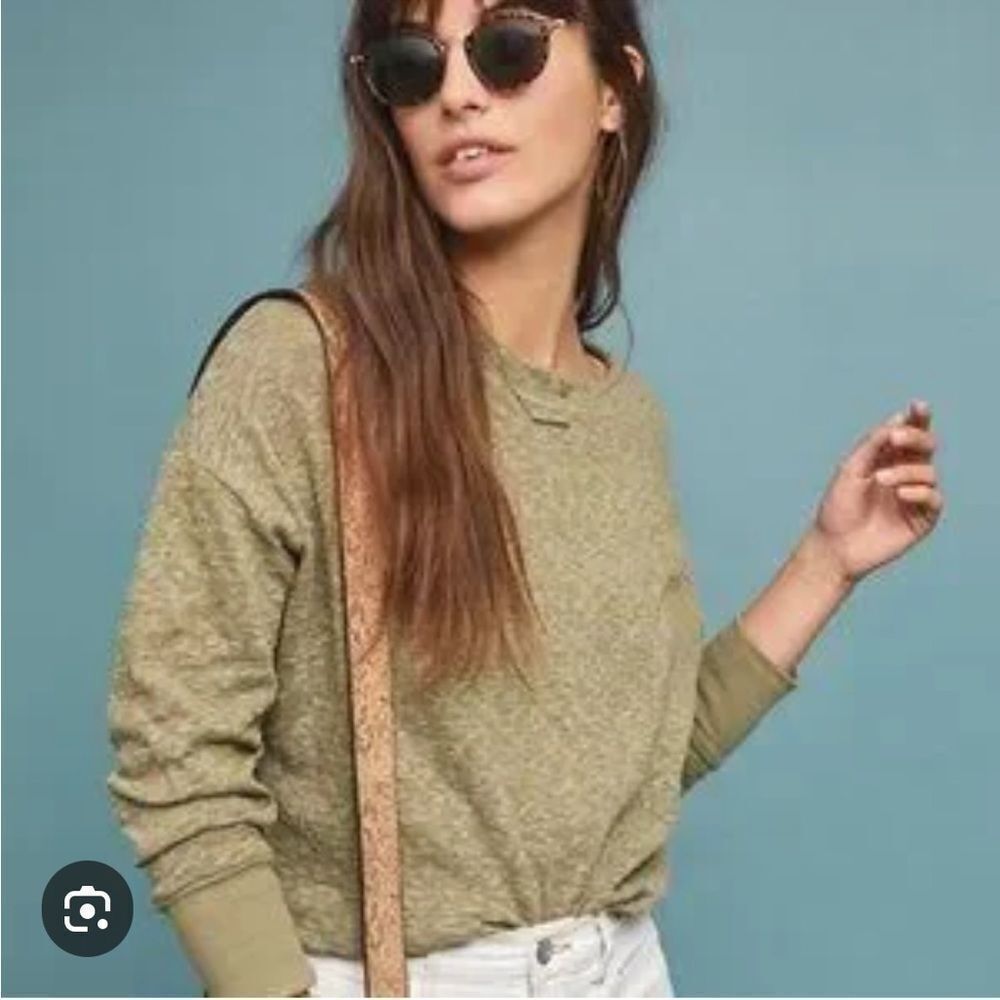 Anthropologie Boho Sweater Top 3/4 Sleeve Sweater in Moss Green XS 🌺